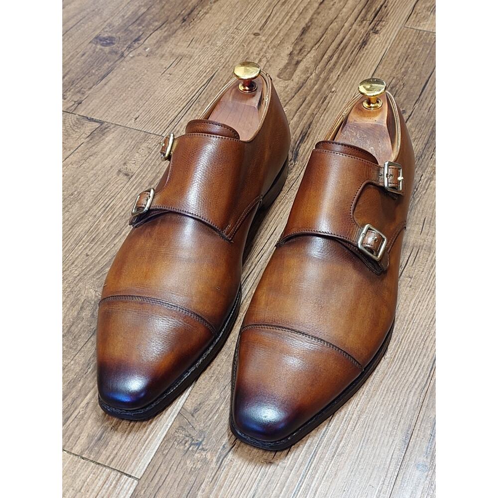 Crockett & Jones "Lowndes" Men’s Monk Strap 9.5D Brown Leather Dress Shoes